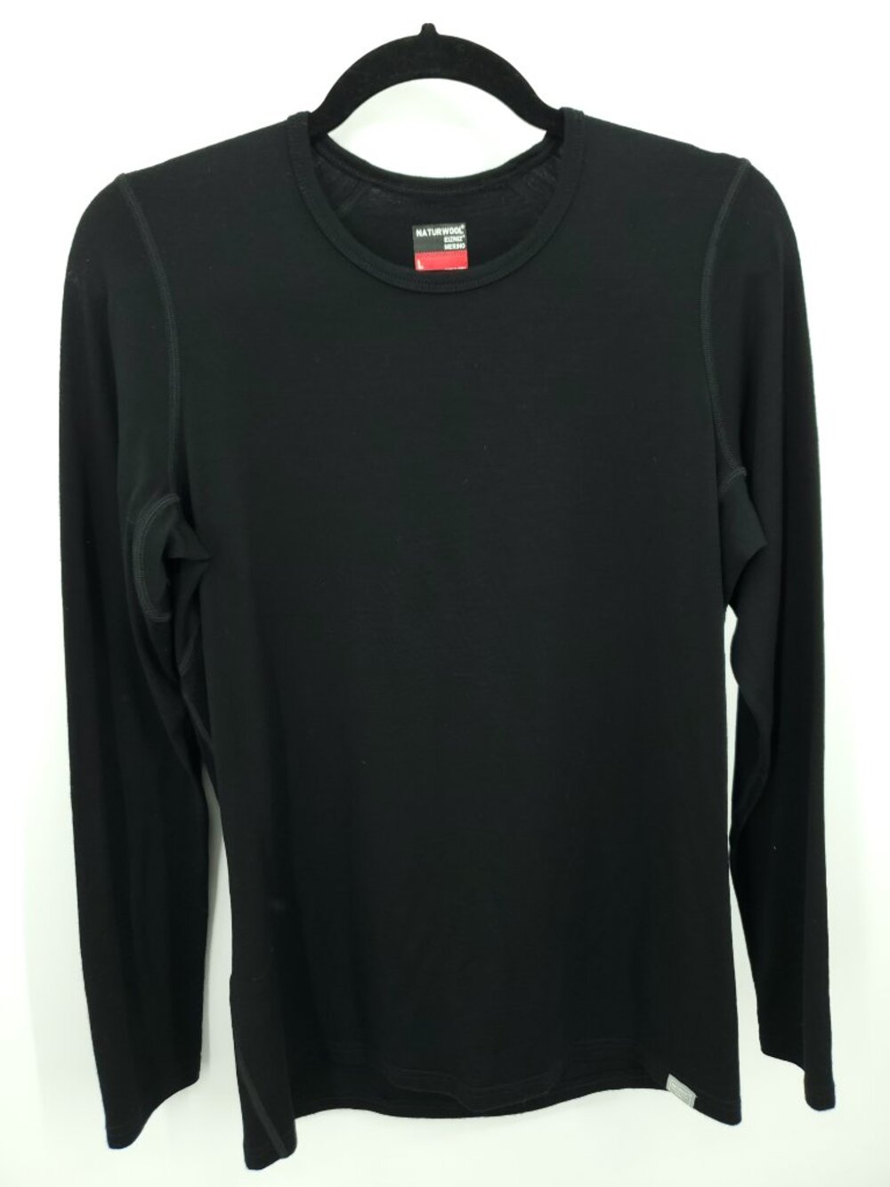 Naturwool Eizniz 100% Superfine Merino Wool Long Sleeve Top L Black